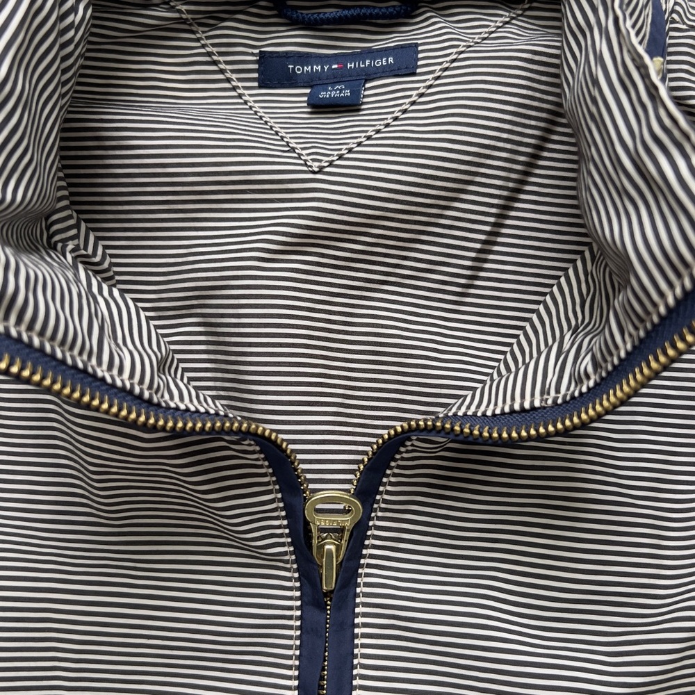 Tommy Hilfiger Striped Zip-Front Trench Coat - Blue & White - Picture 4 of 6